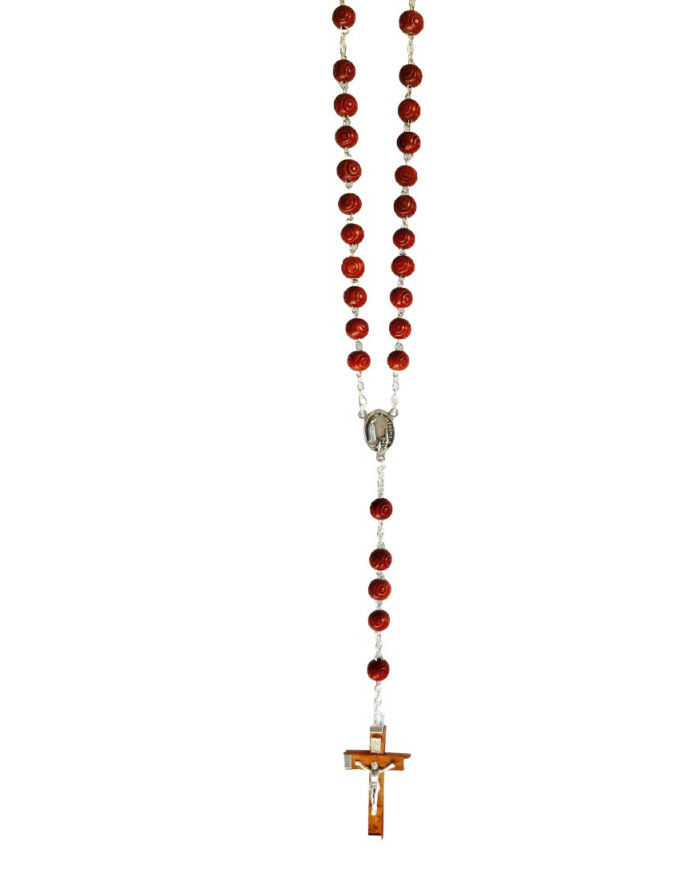 Terço redondo trabalhado 8mm - Madeira