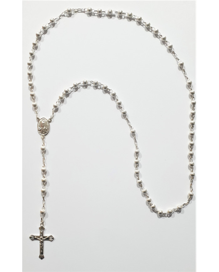 Terço de prata - conta riscada