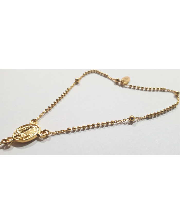 Terço de prata dourada - Mini