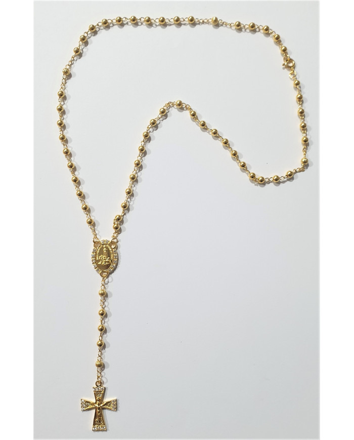 Terço de prata dourada