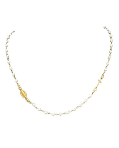 Colar Prata Dourada e Pérola