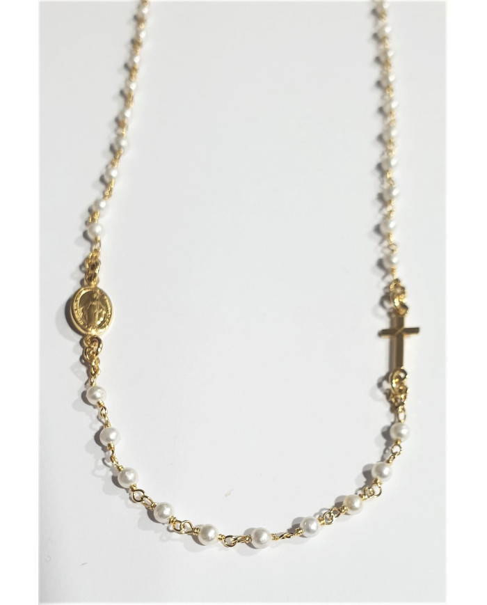 Colar Prata Dourada e Pérola