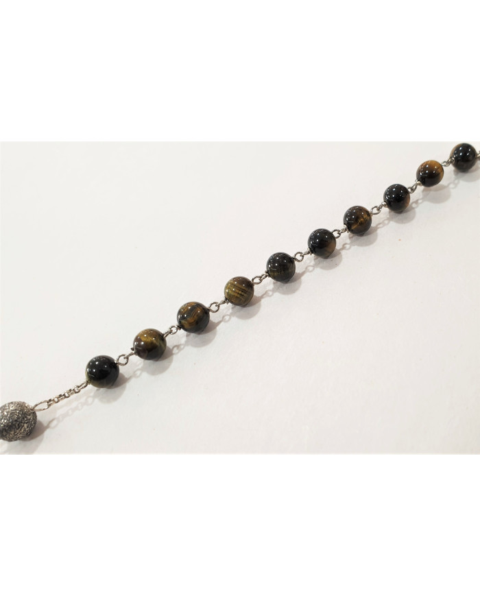 Terço Olho de Tigre - Prata 925