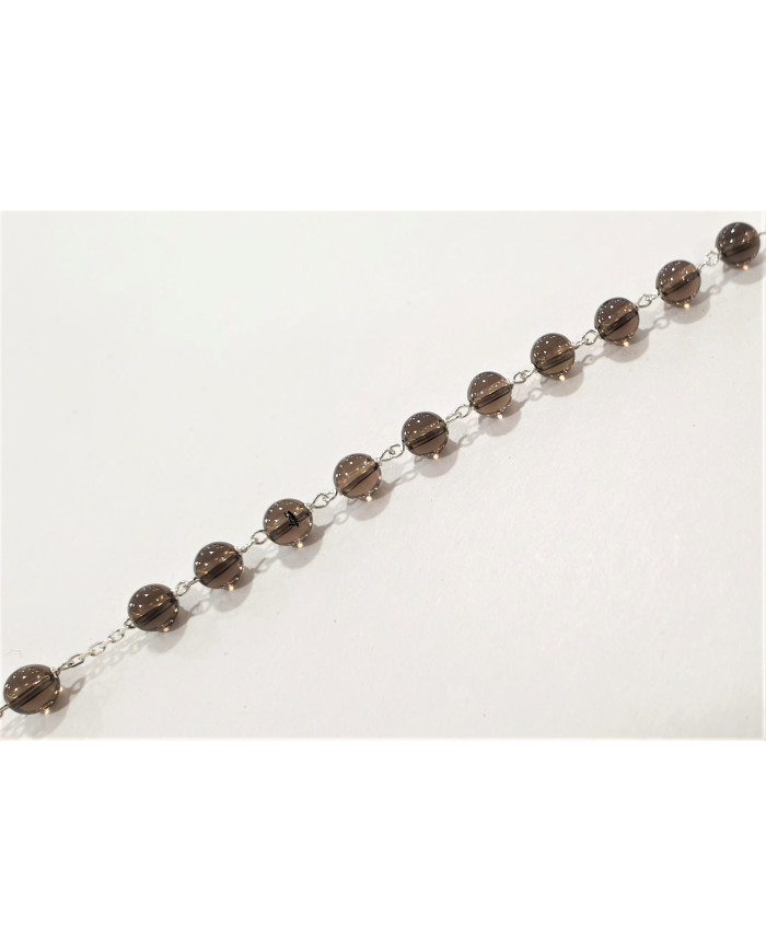 Terço Vidro Castanho - Prata 925