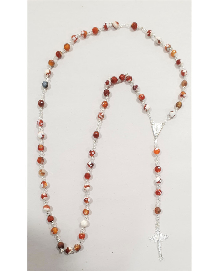 Terço Jaspe Castanho - Prata 925