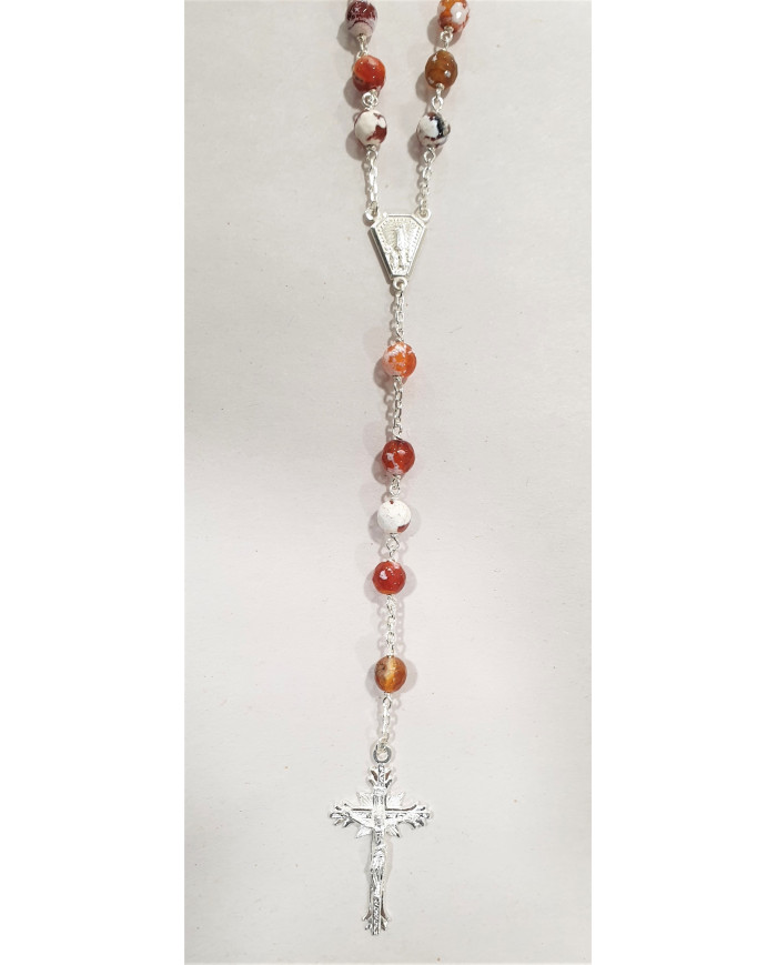 Terço Jaspe Castanho - Prata 925