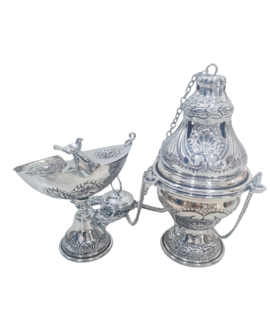 Conjunto Turíbulo + Naveta- Simples-Trabalhado-Grande